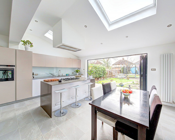 l shaped kitchen extension